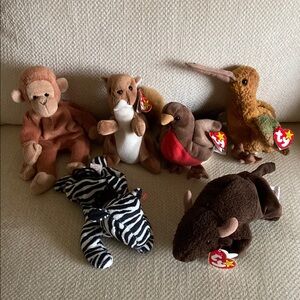 Ty Beanie Baby Stuffed Animals Set of 6
